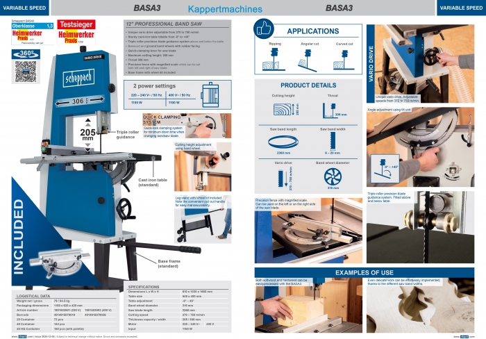 LINTZAAGMACHINE Scheppach BASA3